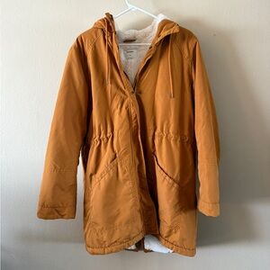 Old Navy Mustard Yellow Sherpa Lined Hooded Parka Jacket Size M Gorpcore